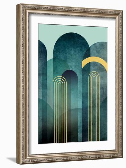 MidCentury Arches Teal-Urban Epiphany-Framed Art Print