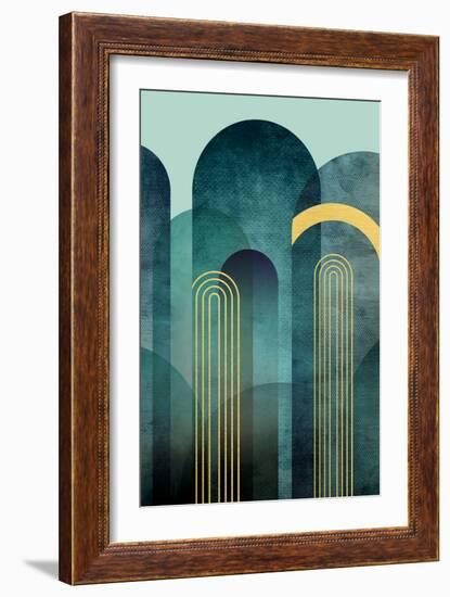 MidCentury Arches Teal-Urban Epiphany-Framed Art Print