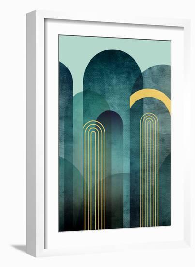 MidCentury Arches Teal-Urban Epiphany-Framed Art Print