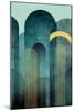 MidCentury Arches Teal-Urban Epiphany-Mounted Art Print