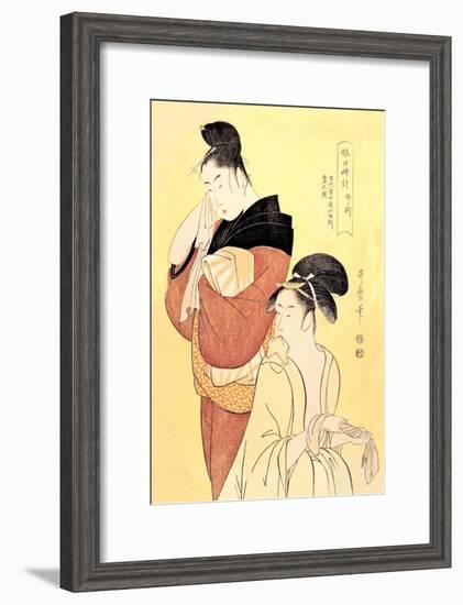 Midday Bath Preparations: The Hour of the Horse-Kitagawa Utamaro-Framed Art Print