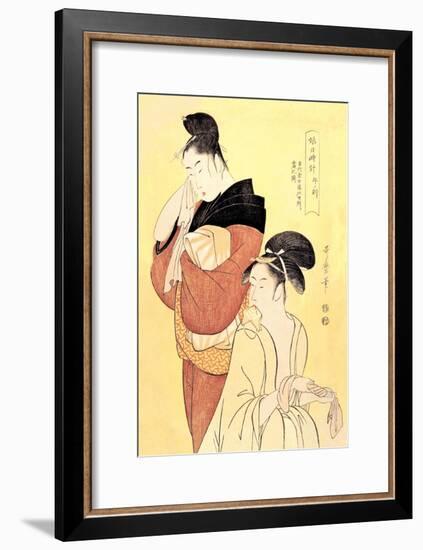 Midday Bath Preparations: The Hour of the Horse-Kitagawa Utamaro-Framed Art Print