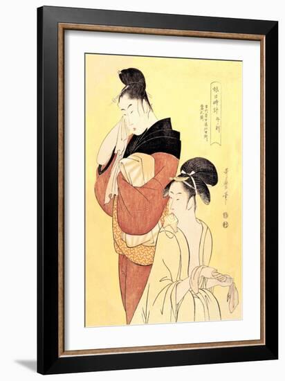 Midday Bath Preparations: The Hour of the Horse-Kitagawa Utamaro-Framed Art Print