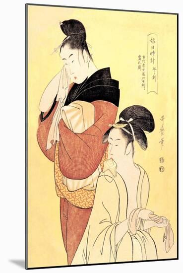 Midday Bath Preparations: The Hour of the Horse-Kitagawa Utamaro-Mounted Art Print