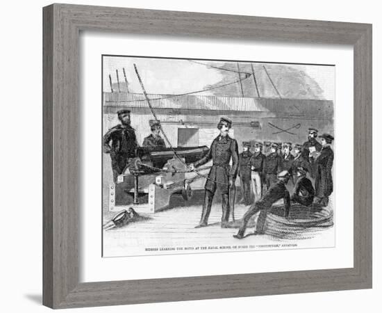 Middies Learning the Ropes at the Naval School on Board the Constitiution , Arkansas.-null-Framed Giclee Print