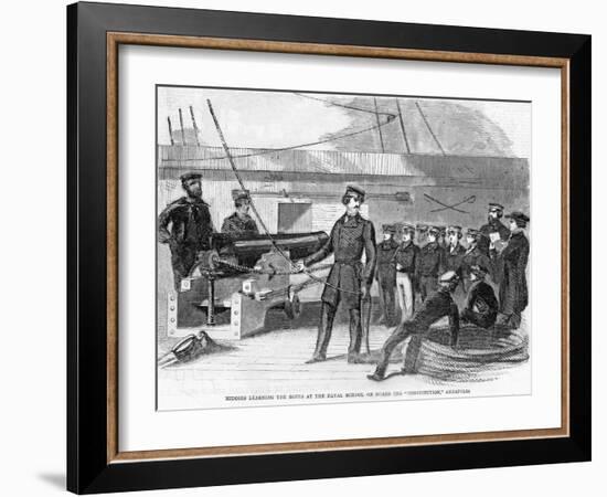 Middies Learning the Ropes at the Naval School on Board the Constitiution , Arkansas.-null-Framed Giclee Print