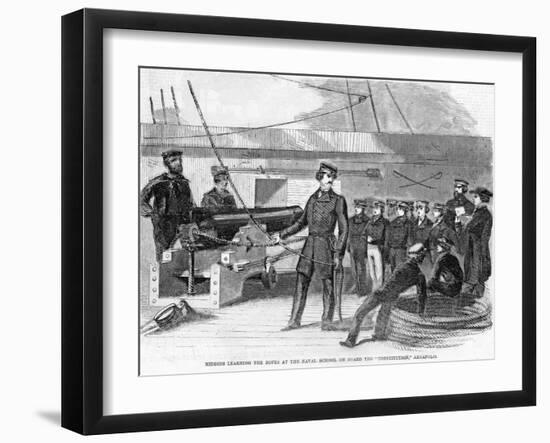 Middies Learning the Ropes at the Naval School on Board the Constitiution , Arkansas.-null-Framed Giclee Print