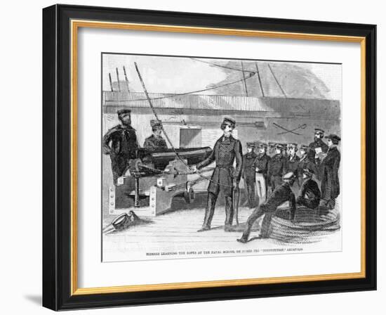 Middies Learning the Ropes at the Naval School on Board the Constitiution , Arkansas.-null-Framed Giclee Print