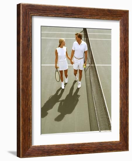 Middle-Aged Couple Relaxing after Tennis Match-Bill Bachmann-Framed Photographic Print