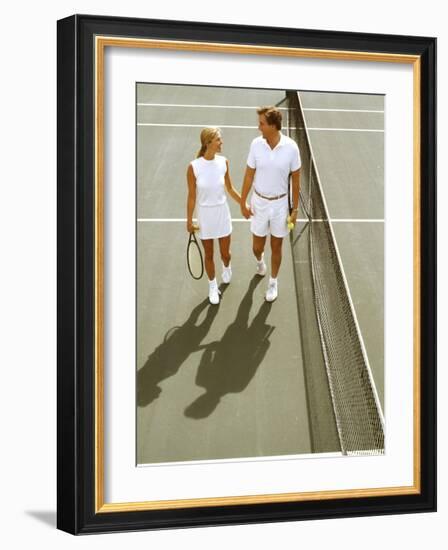 Middle-Aged Couple Relaxing after Tennis Match-Bill Bachmann-Framed Photographic Print