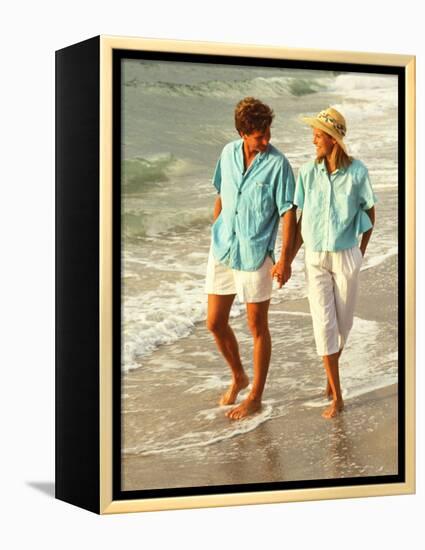 Middle-aged Couple Walking on the Beach-Bill Bachmann-Framed Premier Image Canvas