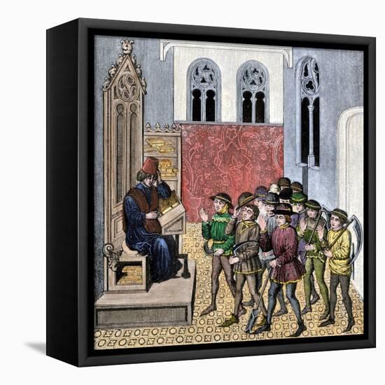 Middle Ages: Peasants Receiving Orders from Lords before Going to Work, 15Th Century. Colourful Eng-Unknown Artist-Framed Premier Image Canvas
