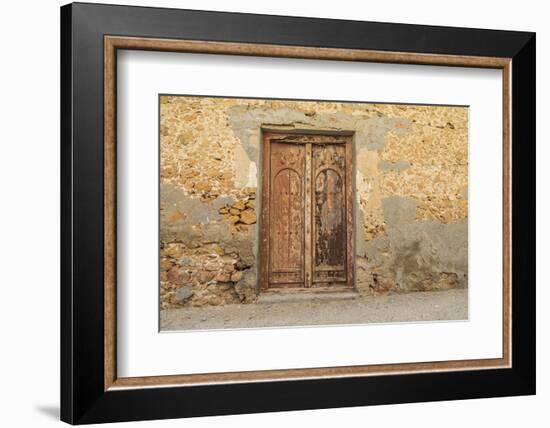 Middle East, Arabian Peninsula, Al Batinah South. Old wooden door on a building in Oman.-Emily Wilson-Framed Photographic Print