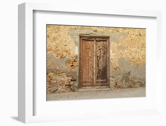 Middle East, Arabian Peninsula, Al Batinah South. Old wooden door on a building in Oman.-Emily Wilson-Framed Photographic Print