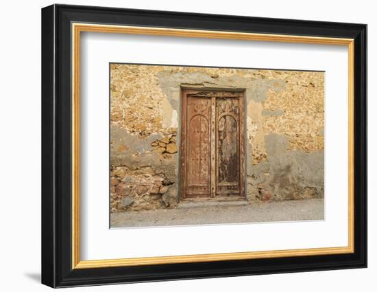 Middle East, Arabian Peninsula, Al Batinah South. Old wooden door on a building in Oman.-Emily Wilson-Framed Photographic Print