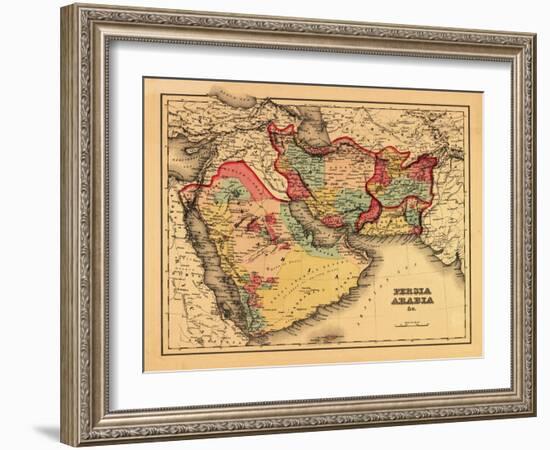 Middle East "Persia Arabia" - Panoramic Map-Lantern Press-Framed Art Print