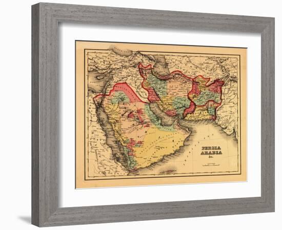 Middle East "Persia Arabia" - Panoramic Map-Lantern Press-Framed Art Print