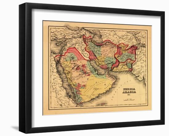 Middle East "Persia Arabia" - Panoramic Map-Lantern Press-Framed Art Print