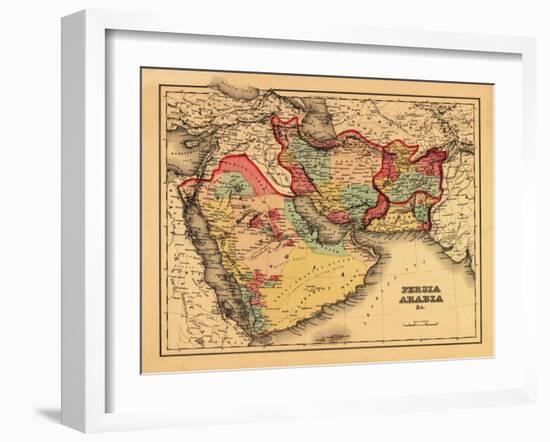 Middle East "Persia Arabia" - Panoramic Map-Lantern Press-Framed Art Print