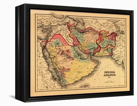 Middle East "Persia Arabia" - Panoramic Map-Lantern Press-Framed Stretched Canvas