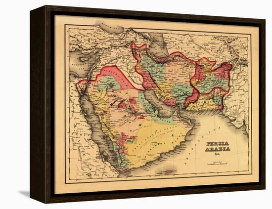 Middle East "Persia Arabia" - Panoramic Map-Lantern Press-Framed Stretched Canvas