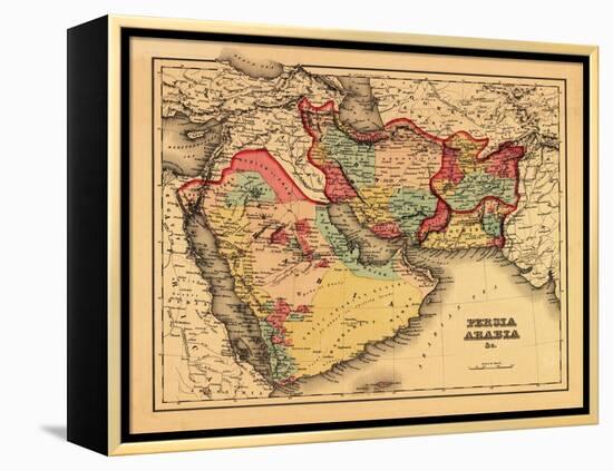 Middle East "Persia Arabia" - Panoramic Map-Lantern Press-Framed Stretched Canvas