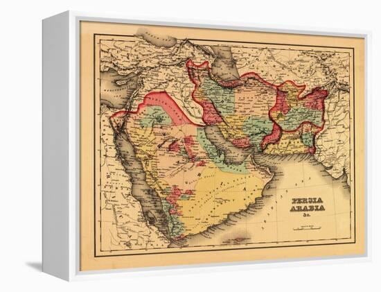 Middle East "Persia Arabia" - Panoramic Map-Lantern Press-Framed Stretched Canvas