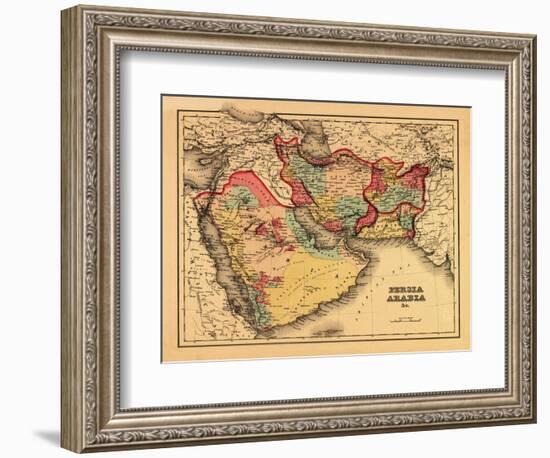 Middle East "Persia Arabia" - Panoramic Map-Lantern Press-Framed Art Print