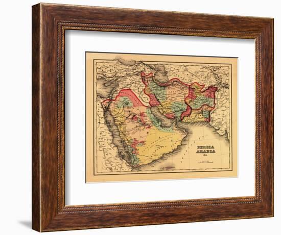 Middle East "Persia Arabia" - Panoramic Map-Lantern Press-Framed Art Print