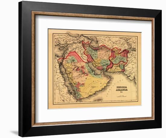 Middle East "Persia Arabia" - Panoramic Map-Lantern Press-Framed Art Print