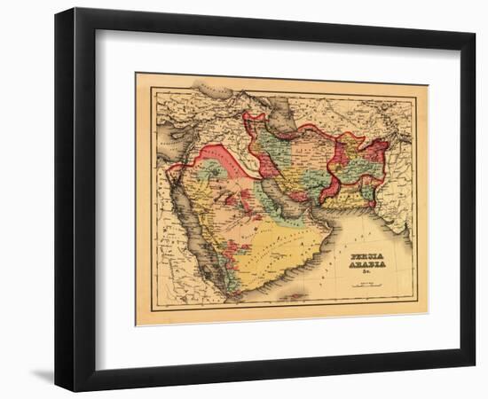 Middle East "Persia Arabia" - Panoramic Map-Lantern Press-Framed Art Print