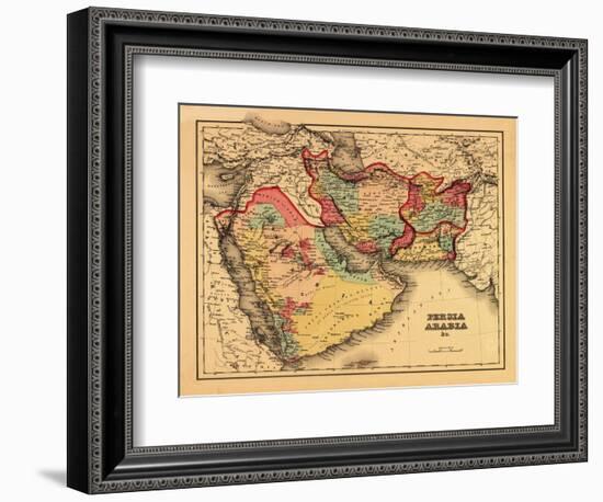 Middle East "Persia Arabia" - Panoramic Map-Lantern Press-Framed Art Print