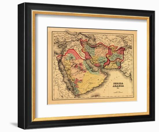 Middle East "Persia Arabia" - Panoramic Map-Lantern Press-Framed Art Print