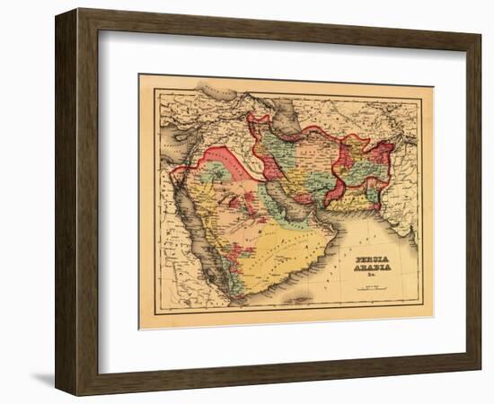 Middle East "Persia Arabia" - Panoramic Map-Lantern Press-Framed Premium Giclee Print