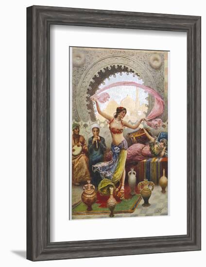 Middle Eastern Belly Dancer Dancing with a Veil to Musical Accompaniment-null-Framed Photographic Print