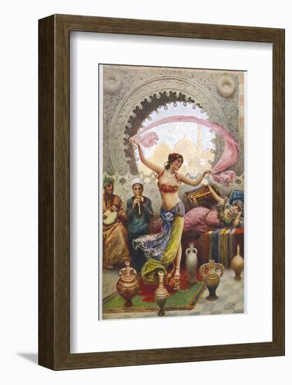 Middle Eastern Belly Dancer Dancing with a Veil to Musical Accompaniment-null-Framed Photographic Print