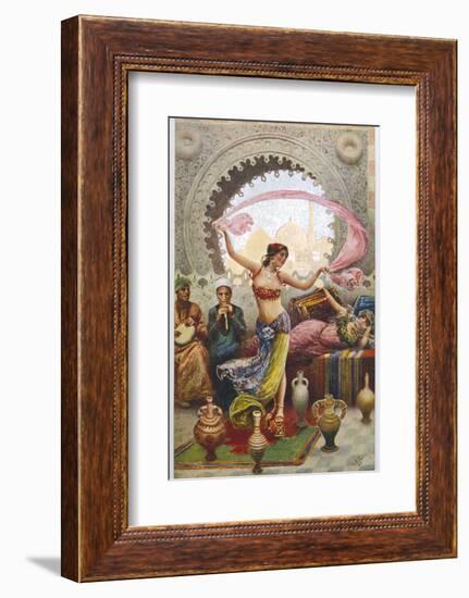 Middle Eastern Belly Dancer Dancing with a Veil to Musical Accompaniment-null-Framed Photographic Print
