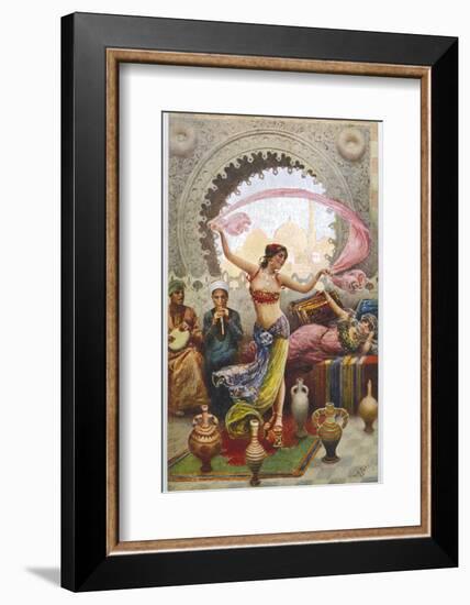 Middle Eastern Belly Dancer Dancing with a Veil to Musical Accompaniment-null-Framed Photographic Print