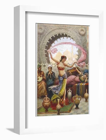 Middle Eastern Belly Dancer Dancing with a Veil to Musical Accompaniment-null-Framed Photographic Print