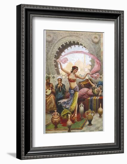 Middle Eastern Belly Dancer Dancing with a Veil to Musical Accompaniment-null-Framed Photographic Print