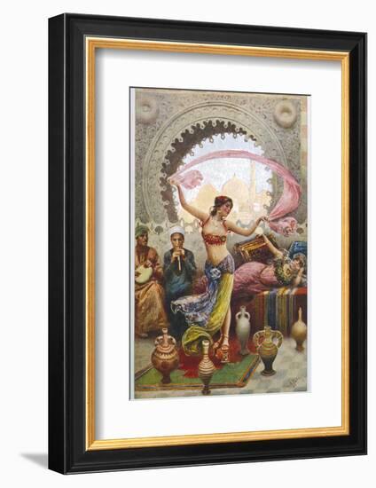 Middle Eastern Belly Dancer Dancing with a Veil to Musical Accompaniment-null-Framed Photographic Print