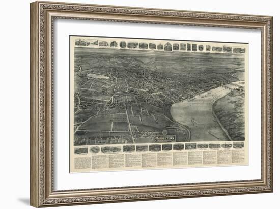 Middletown, Connecticut - Panoramic Map-Lantern Press-Framed Art Print