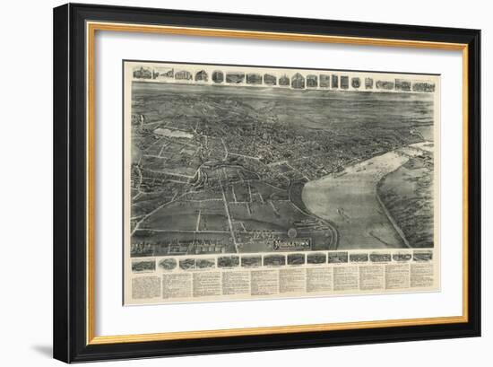 Middletown, Connecticut - Panoramic Map-Lantern Press-Framed Art Print