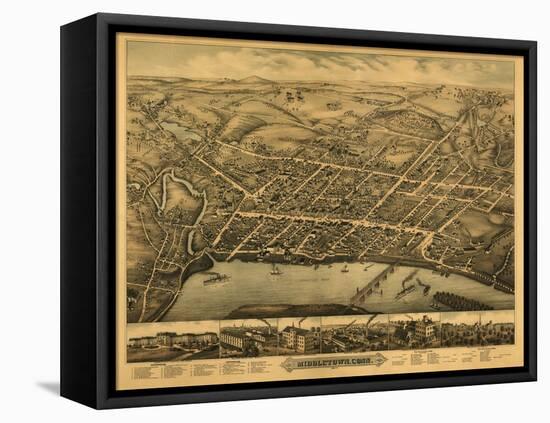 Middletown, Connecticut - Panoramic Map-Lantern Press-Framed Stretched Canvas