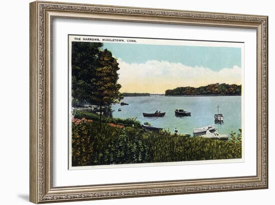 Middletown, Connecticut - View of Boats at the Narrows-Lantern Press-Framed Art Print