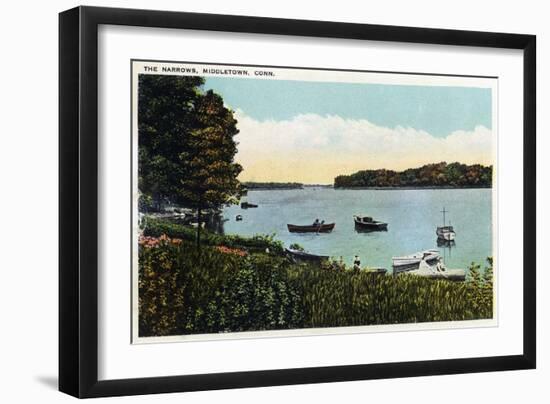 Middletown, Connecticut - View of Boats at the Narrows-Lantern Press-Framed Art Print