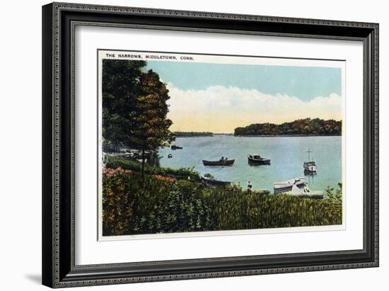 Middletown, Connecticut - View of Boats at the Narrows-Lantern Press-Framed Art Print