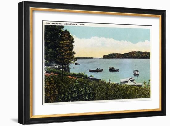 Middletown, Connecticut - View of Boats at the Narrows-Lantern Press-Framed Art Print