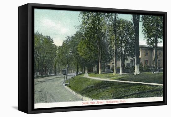 Middletown, Connecticut, View of South Main Street-Lantern Press-Framed Stretched Canvas