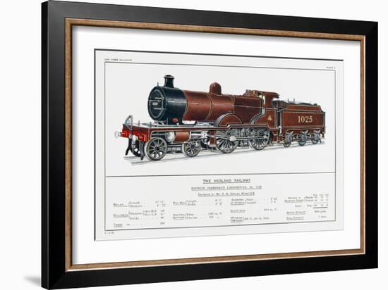 Midland Railway Express Loco No 1025-W.j. Stokoe-Framed Art Print